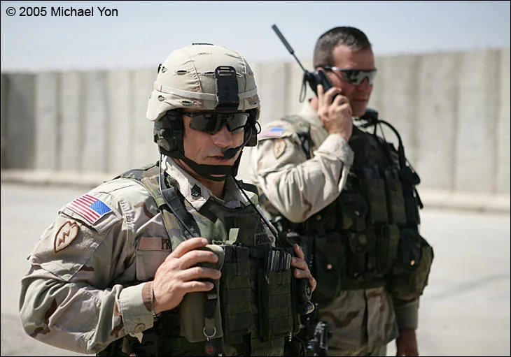The top leaders of the Deuce Four: CSM Robert Prosser and LTC Erik Kurilla making the call to Daniel’s Mom outside the hospital
