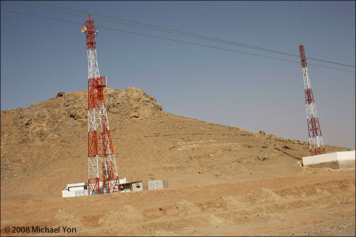 Communications towers are everywhere; these towers are just south of Kandahar.
