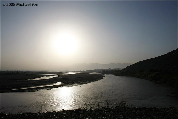 The Kabul River flows through Jalalabad and off to Pakistan.