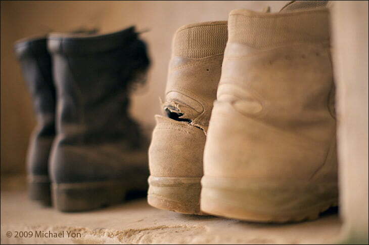Boots at Patrol Base Tangiers in Sangin.