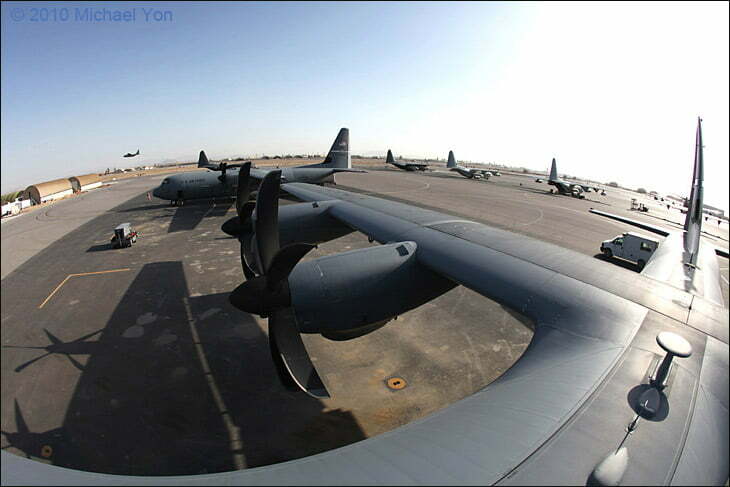 The runway at Kandahar Airfield was busy.