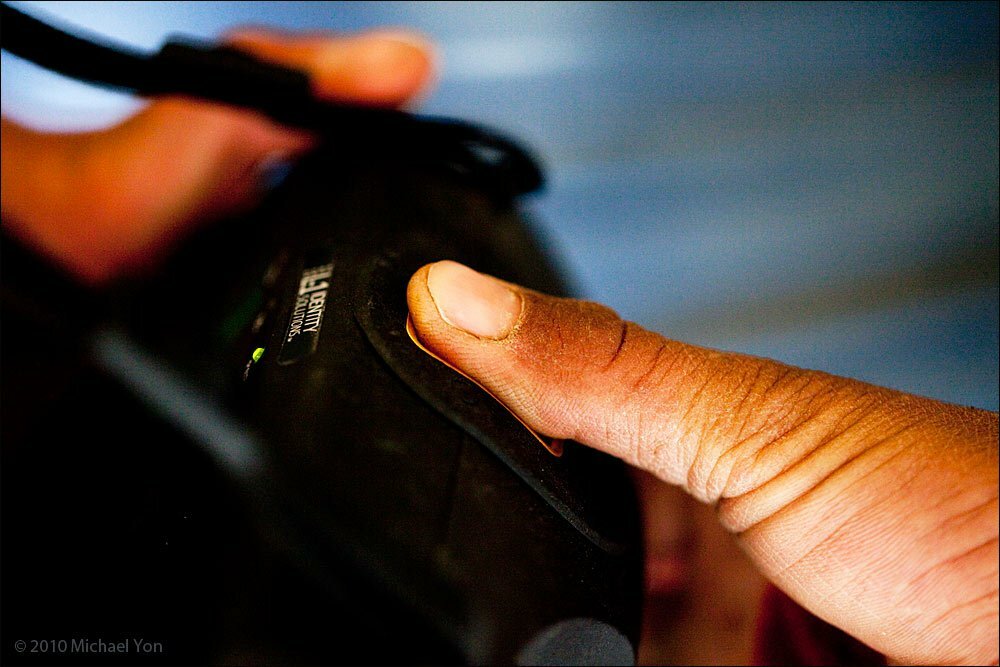 Next the fingerprinting.  All of this occurs with the same device that’s about the size of a large camera.