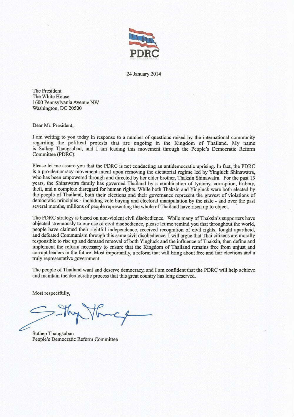 Suthep-letter-to-Obama 24-jan-2014